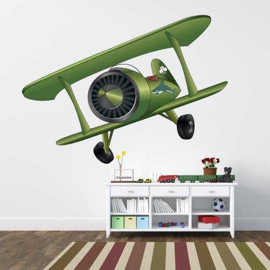 Autocollant Stickers enfant avion requin