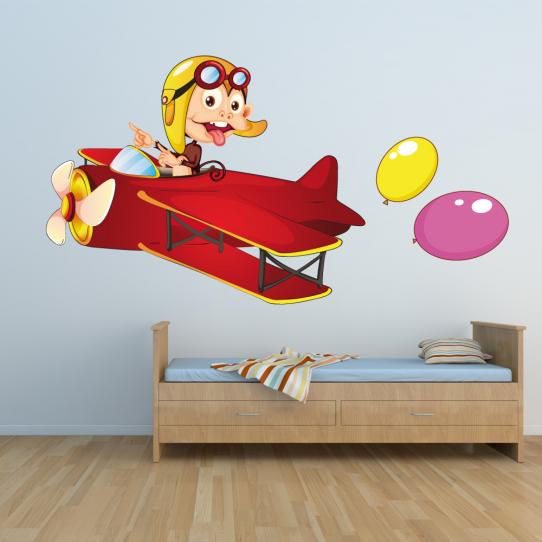 Autocollant Stickers enfant jeune aviateur ballons