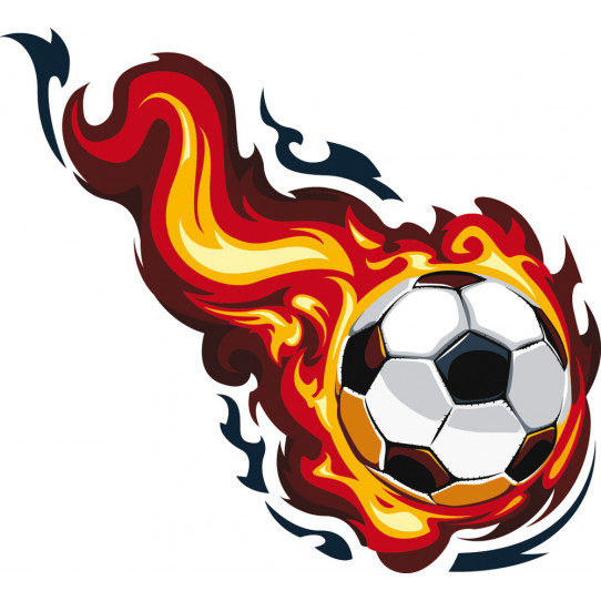 Autocollant Stickers ado ballon de foot en feu