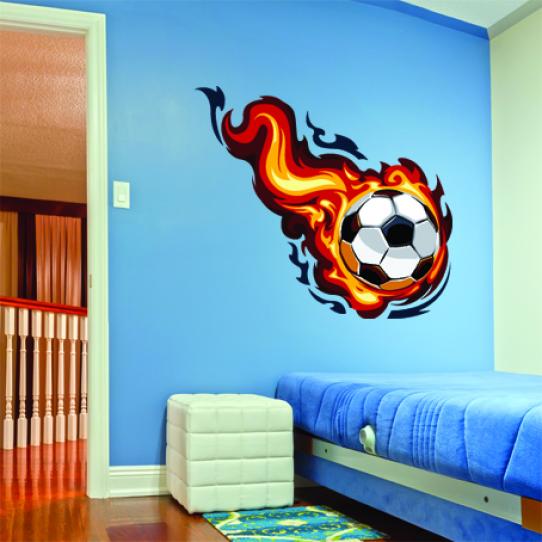 Stickers ballon de foot en feu