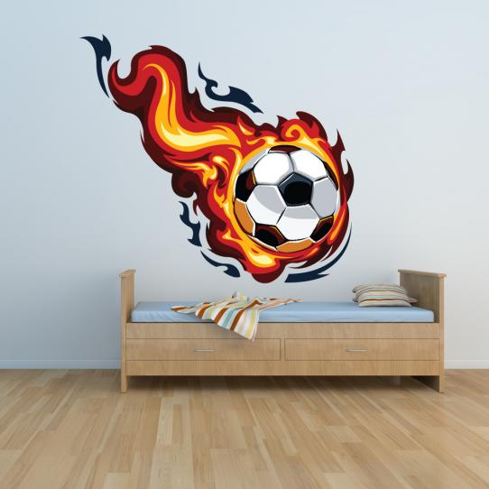 Autocollant Stickers ado ballon de foot en feu