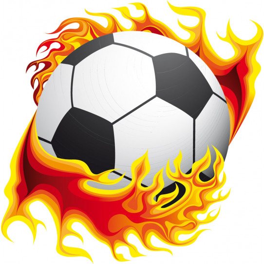 Autocollant Stickers ado ballon de foot en flamme