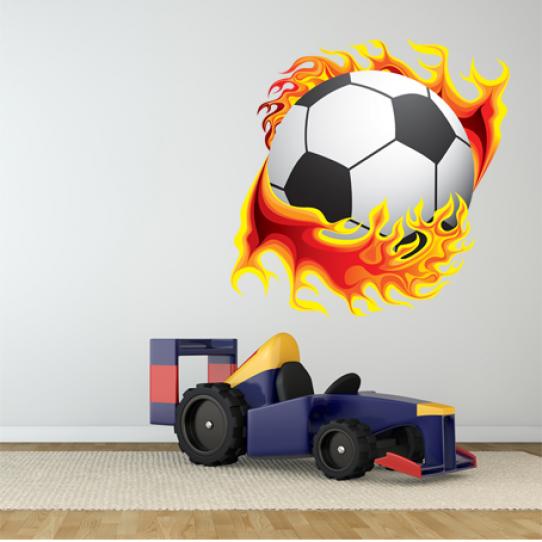 Stickers ballon de foot en flamme