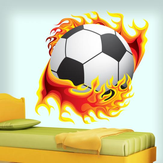 Autocollant Stickers ado ballon de foot en flamme