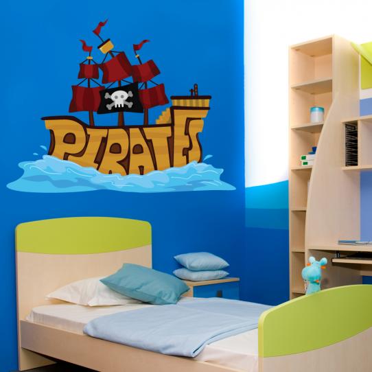 Autocollant Stickers mural enfant bateau pirate