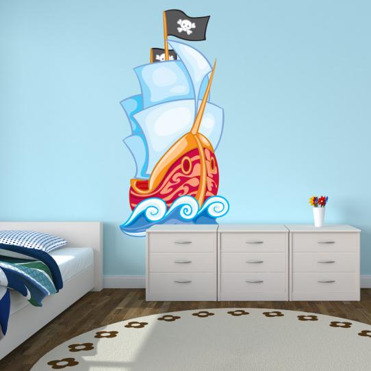 Autocollant Stickers mural enfant bateau pirate