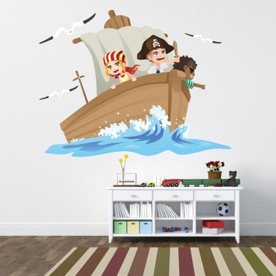 Autocollant Stickers muraux enfant bateau pirate