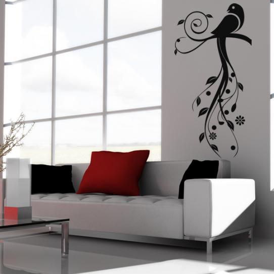 Stickers Branche Oiseau Fleur