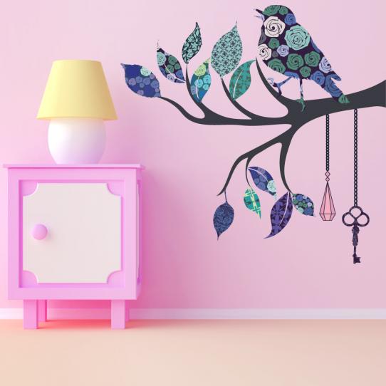 Autocollant Stickers enfant branche oiseau