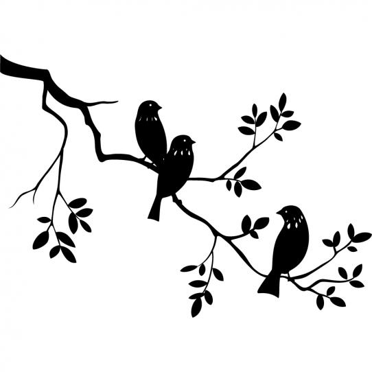 Stickers branche oiseaux