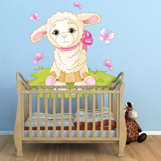 Autocollant Stickers enfant  brebis papillons