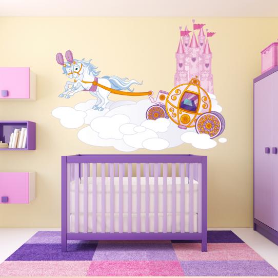Autocollant Stickers enfant caleche et chateau
