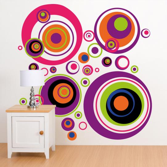  Autocollant Stickers mural ado cercle multicolore 