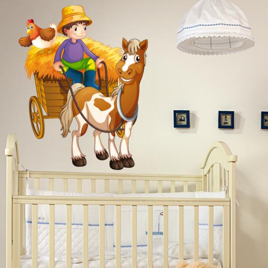 Autocollant Stickers enfant charette