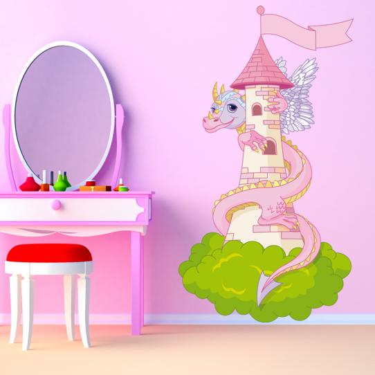 Autocollant Stickers enfant chateau et dragon