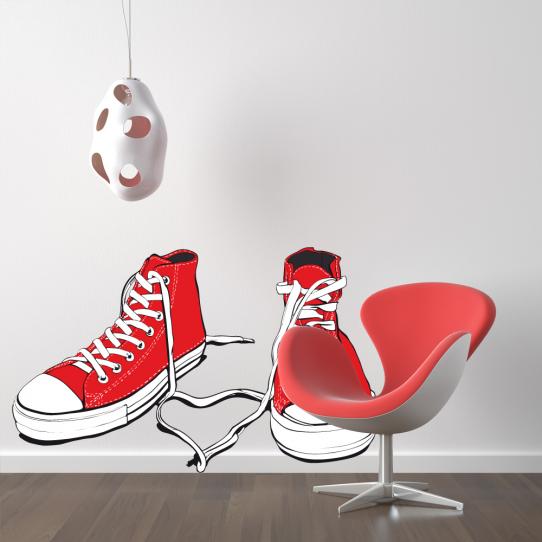 Autocollant Stickers mural ado chaussure rouge
