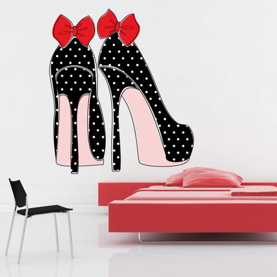Autocollant Stickers ado chaussure noeud rouge