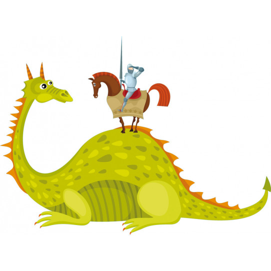 Autocollant Stickers enfant chevalier et dragon
