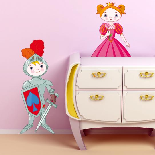 Autocollant Stickers enfant chevalier et princesse