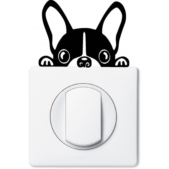 Stickers chien bouledogue pour prise et interrupteur