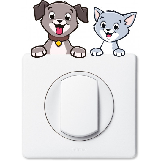 Stickers chien chat prise et interrupteur