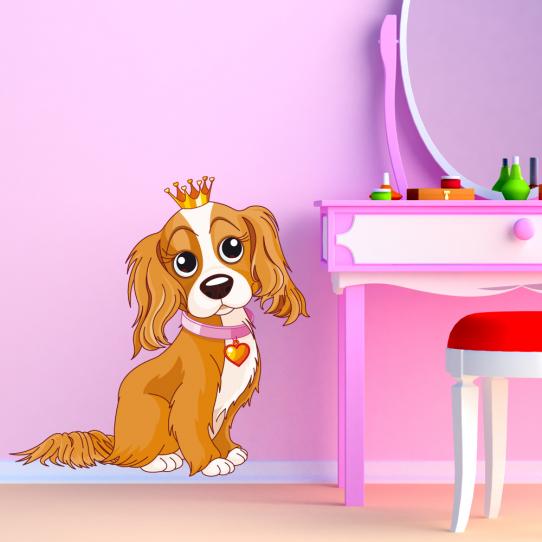 Autocollant Stickers enfant chiot princesse