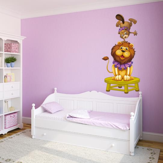Autocollant Stickers enfant lion et ourson