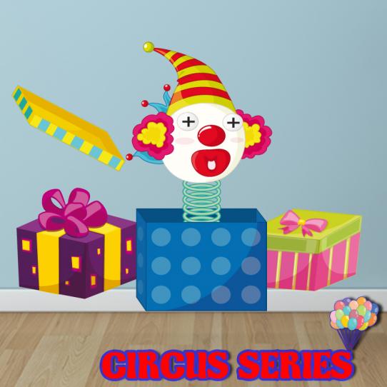 Autocollant Stickers enfant clown boite à pandore