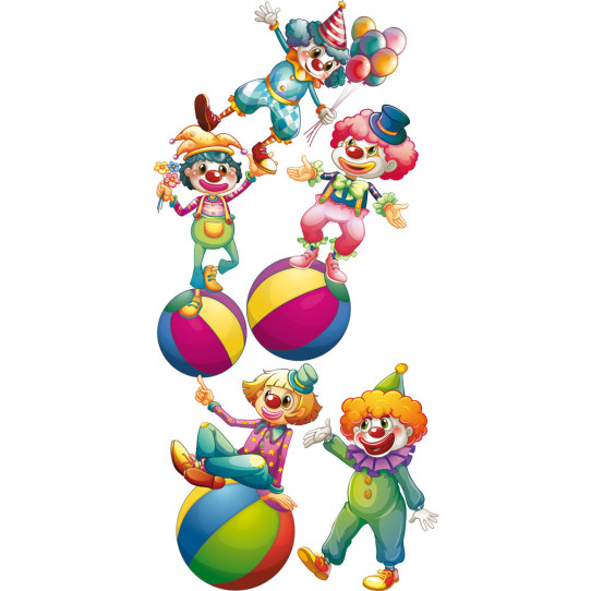 Autocollant Stickers enfant kit 5 clowns