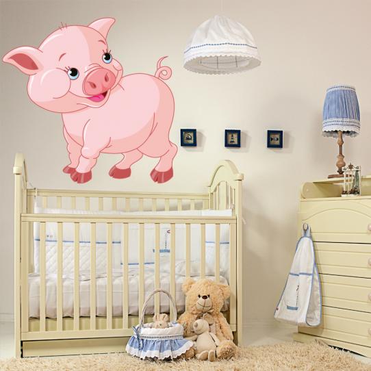 Autocollant Stickers muraux enfant cochon 