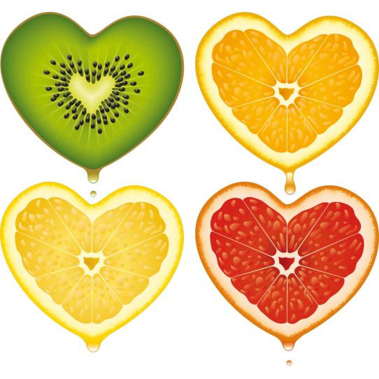 Stickers coeurs fruits