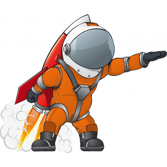Autocollant Stickers enfant cosmonaute avec fusée sur le dos
