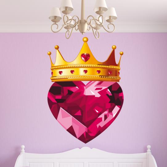 Autocollant Stickers enfant couronne et coeur en diamant
