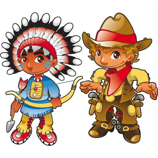 Autocollant Stickers enfant cowboy et indien