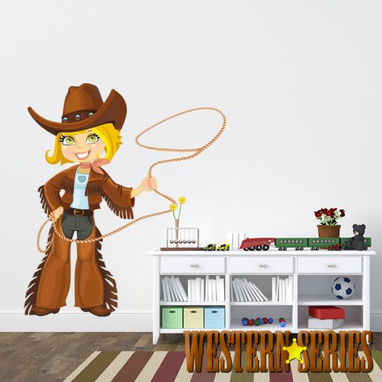 Autocollant Stickers muraux enfant cowgirl