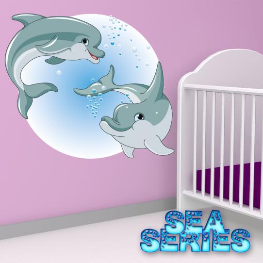 Autocollant Stickers mural enfant dauphins