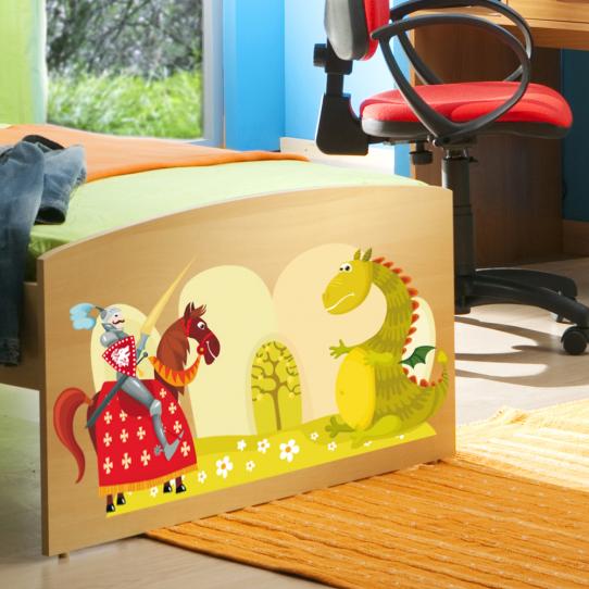 Autocollant Stickers mural enfant dragon et chevalier