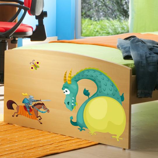 Autocollant Stickers enfant dragon et chevalier