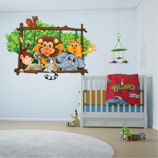 Autocollant Stickers mural enfant animaux