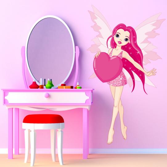 Autocollant Stickers enfant fee avec gros coeur