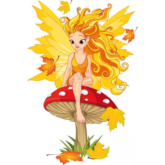 Stickers Fenêtre Fée Et Champignon - Décoration Vitre 80x43 Cm - Autocollant Statique - Pour Chambre Fille, Printemps