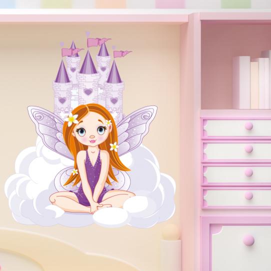 Autocollant Stickers enfant fee et chateau