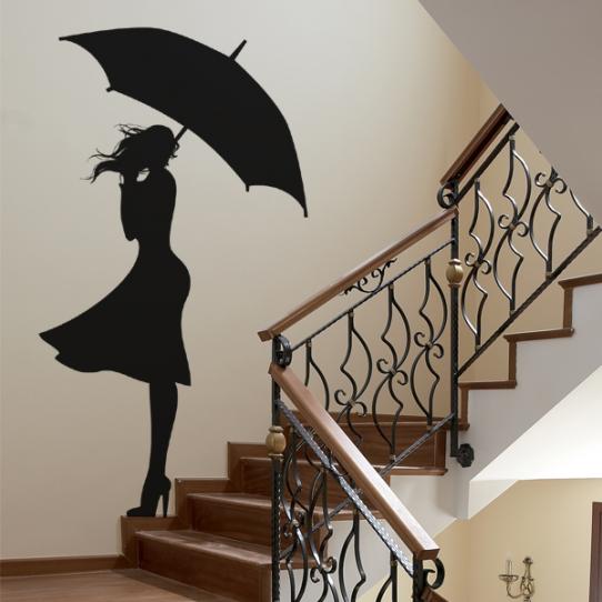 Stickers Femme Parapluie