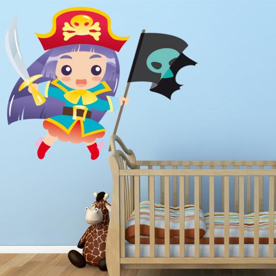 Autocollant Stickers fille pirate