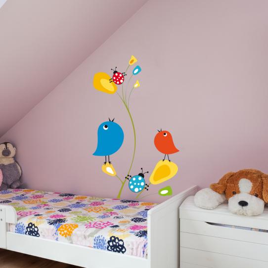 Stickers Fleur Oiseaux