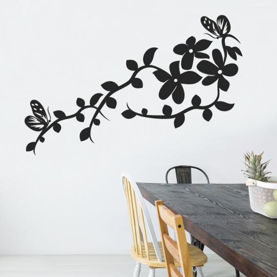 Stickers adhésif autocollant muraux mural fleur papillons