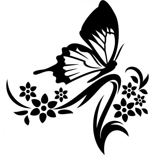 Stickers fleur papillon