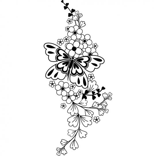 stickers fleur papillon asiatique