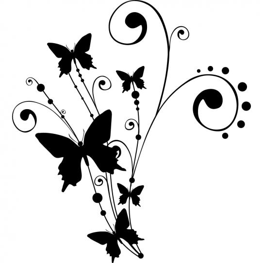Stickers fleur papillons