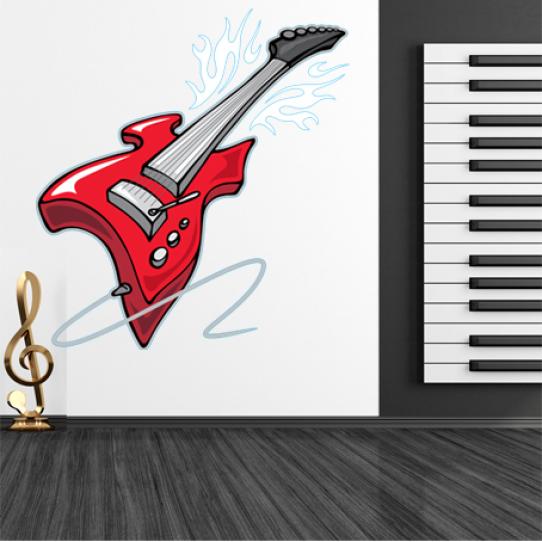 Autocollant Stickers muraux ado guitare rouge